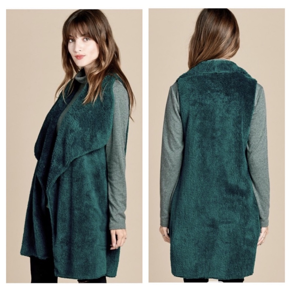 CATORI GREEN WATERFALL FUZZY VEST - Picture 2 of 2